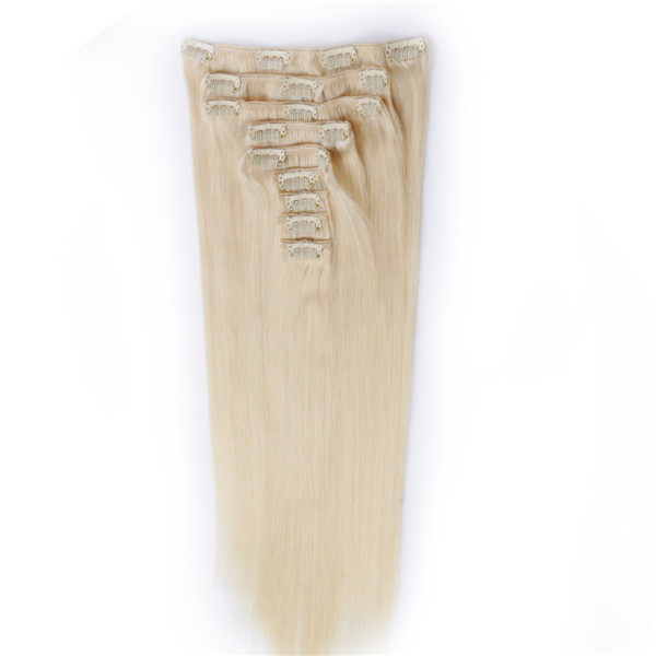 Clip in human hair extensions blonde color #613 105g YJ09